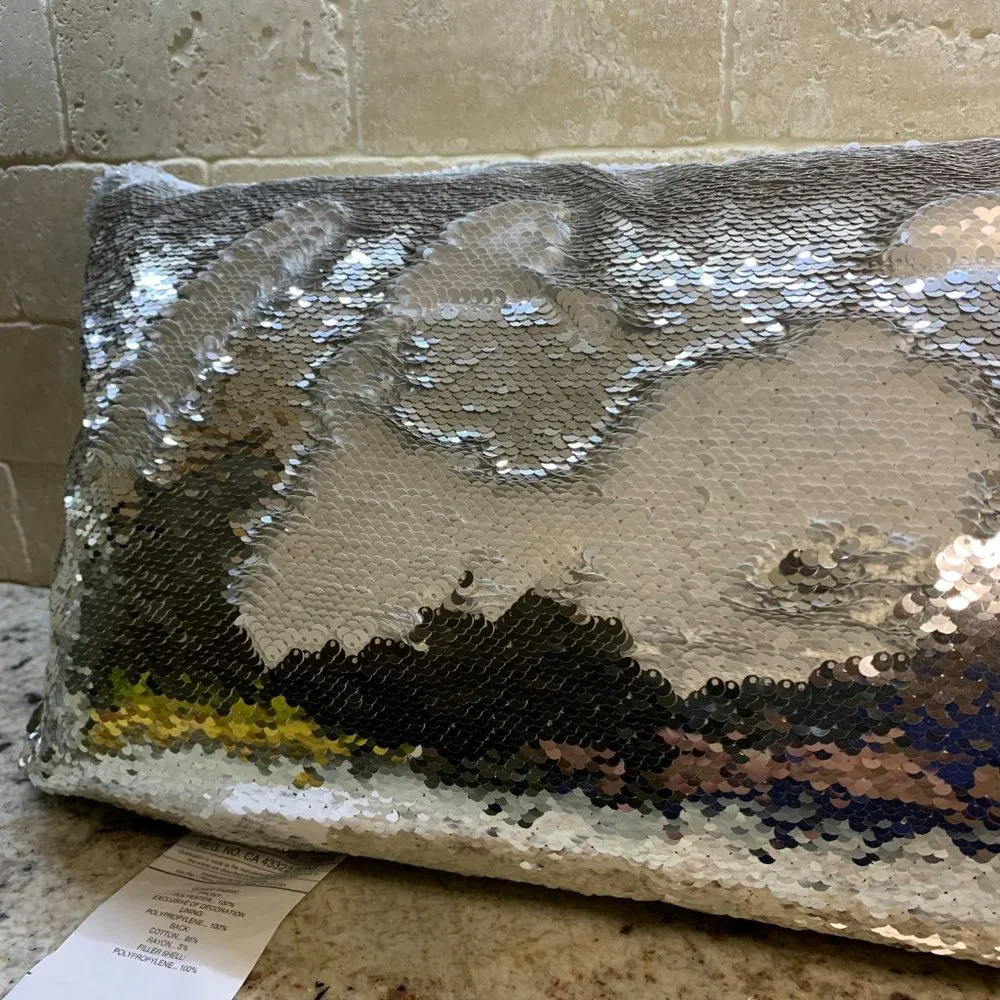 Pier 1 Reversible Sequin Pillow Silver
